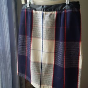 Merona plaid pencil skirt Leather waistband sz 10